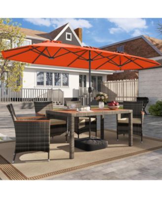 13 Feet Double-Sided Patio Twin Table Umbrella with Crank Handle