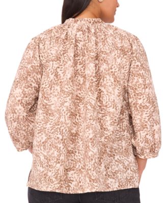 Plus Size Peasant Split Neck Blouse