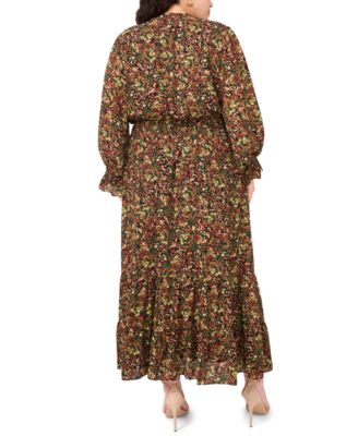 Plus Size Long Sleeve Smocked Waist Maxi Dress