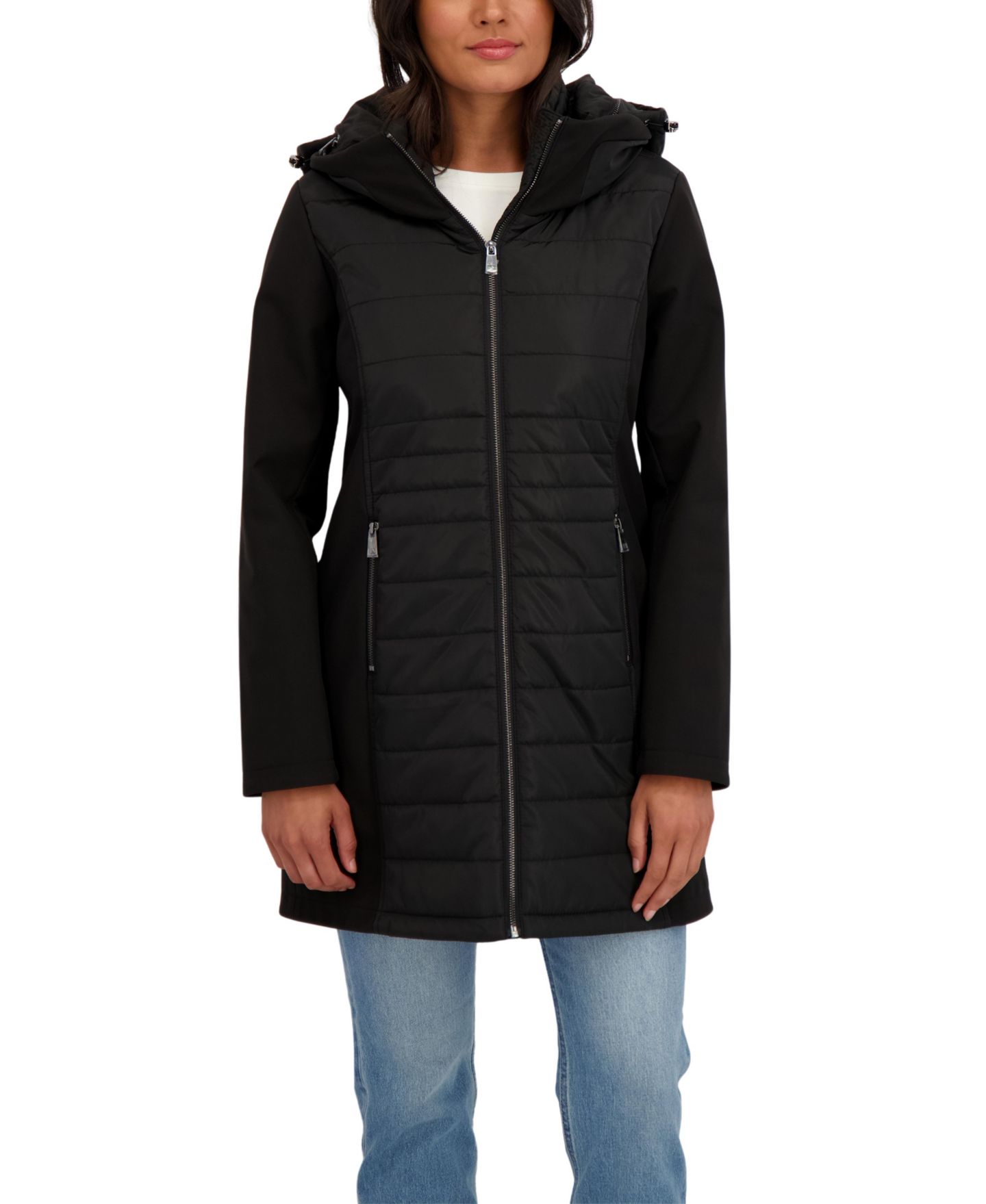 Женские куртки Sebby Collection 3/4 Mix Media Softshell, цвет: Чёрный — фото 6