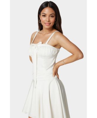 Women's Tie Front Ruched Bust Satin Corset