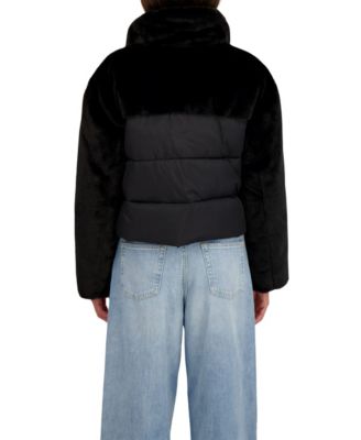 Women's Short Mix Media Puffer Jacket