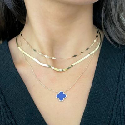 Mini Herringbone Necklace 14K Yellow Gold - 3 millimeters - 16 inches