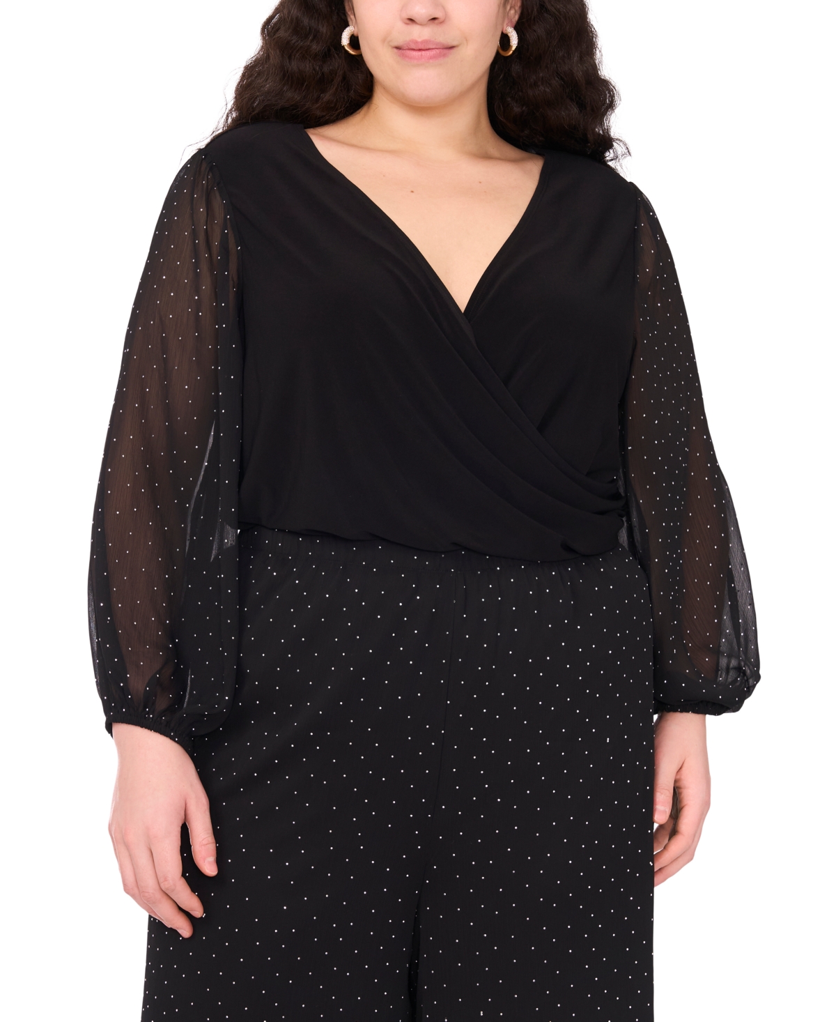 Msk Plus-Size Women's Puffed Wrap Top