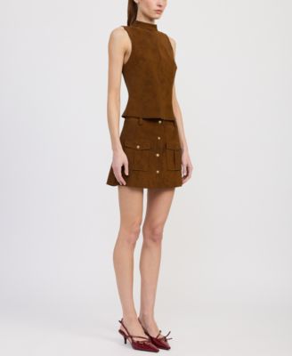 Women's Eloise Faux Suede Turtleneck Sleeveless&nbsp;Top