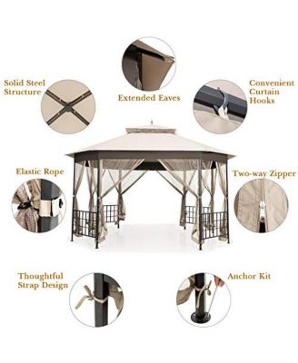 10 x 12  Octagonal Patio Gazebo with Mosquito Net