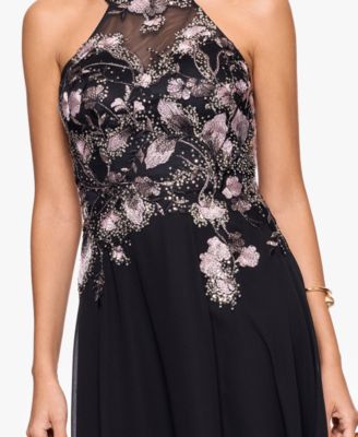Women's&nbsp;Long Mesh Sequin Embroidered Sleeveless Dress