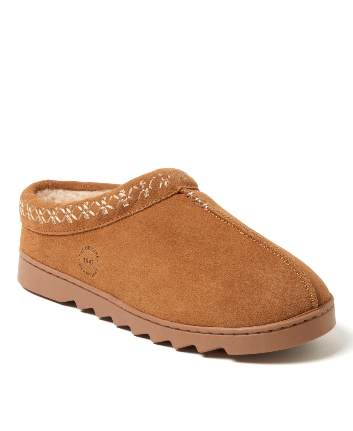 Women's Doreen Genuine Suede Clog Slipper With Embroidery - Chestnut