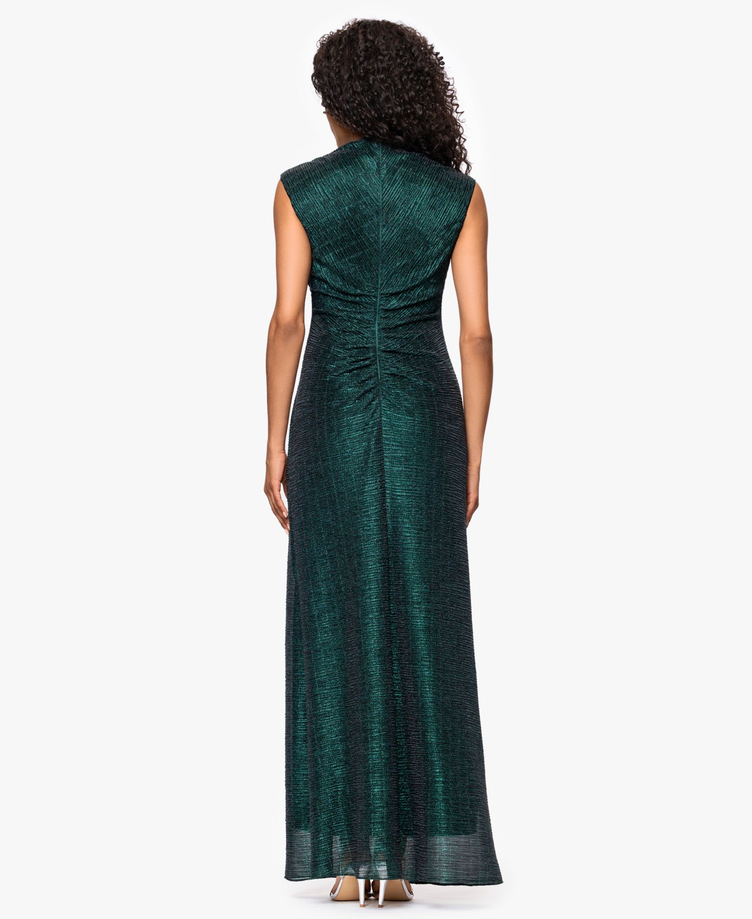 Women's Metallic Ruched Gown