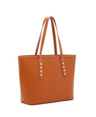 Brown Leather Shoulder Bag Big Work Tote Purse for Women Laptop Handbag with Zipper Closure