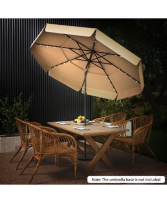 10 Feet Solar Patio Umbrella with 3-Tier Vented Top-Gray
