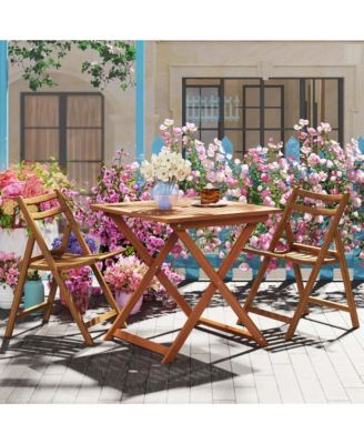 29.5" x 29.5" Patio Dining Table with Teak Painting 2" Umbrella Hole