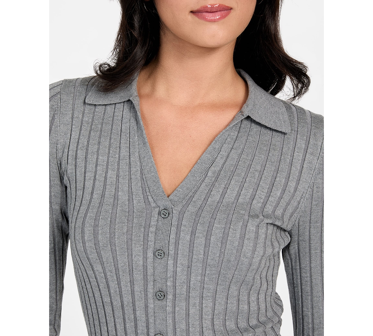 Guess Miranda Rib Cardigan In Gray