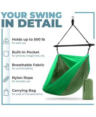 Hanging Outdoor Camping Cacoon Chair - Collapsible and Lightweight Swings - Swinging Rocker Chairs for Camp, Travel, Hiking, Tent, or Porch