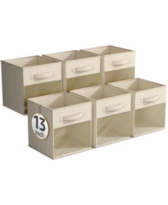 13 Inch 6 Pack Collapsible Fabric Storage Bins with Clear Window - for Organizing Clothes, Toys, Books, Shelves, Closets & more