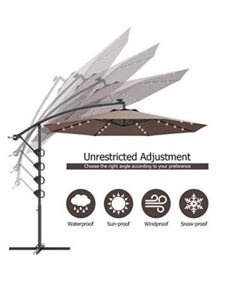 10 Feet 360° Rotation Solar Powered LED Patio Offset Umbrella without Weight Base