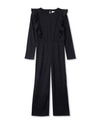 Girls Long Sleeve Ruffle Knit Jumpsuit
