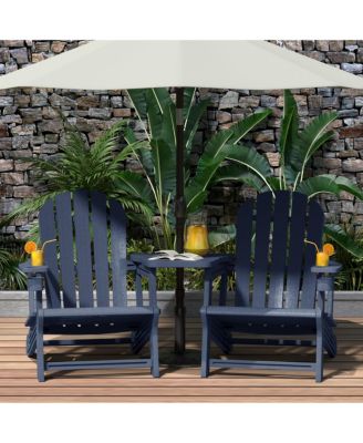 Outdoor HDPE Adirondack Chairs With Connecting Table Tray (Set of 2)