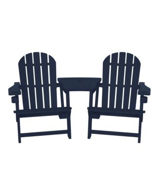 Outdoor HDPE Adirondack Chairs With Connecting Table Tray (Set of 2)