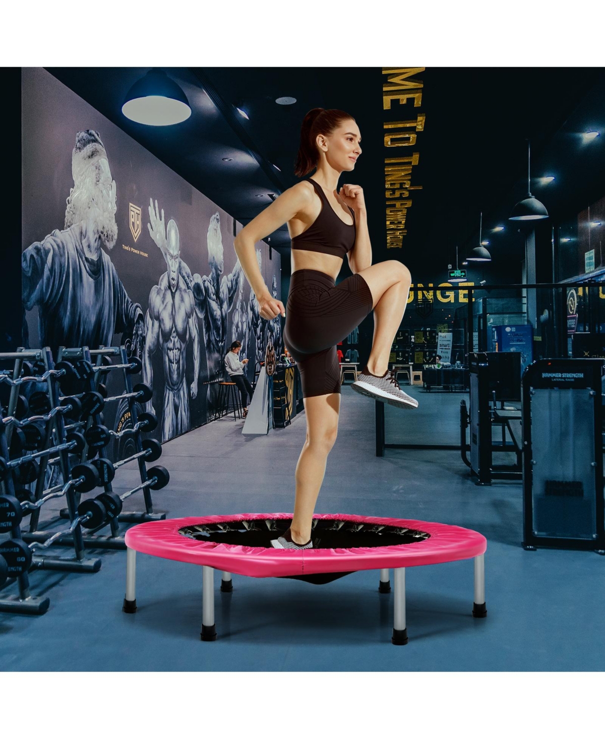 38 Inch Mini Folding Trampoline Portable Leisure Fitness Backboard