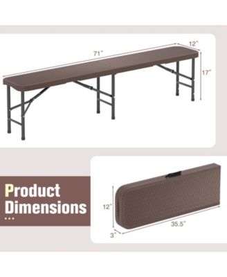 Set Of 2 6FT Plastic Folding Bench w/ 1320 LBS Capacity Handle & Lock For Outdoor