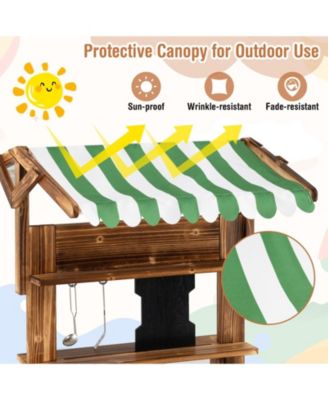 Double-Sided Mud Kitchen with Canopy and Chalkboard for 3+ Years Old