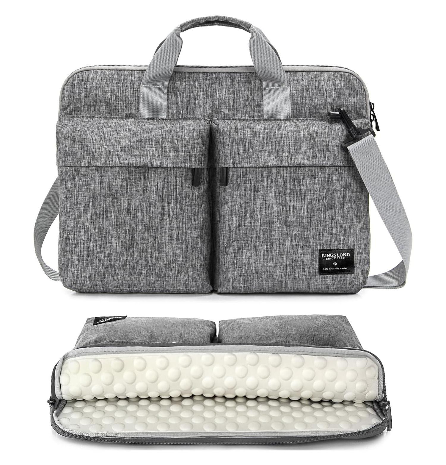 14 inch Laptop Bag with Shoulder Strap, Messenger Bag,Slim Computer Carrying Case Notebook Handbag for Men Women Fit for Acer Asus Lenovo HP Toshiba, Gray