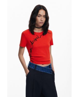 Women's T-shirt with embroidered phrase