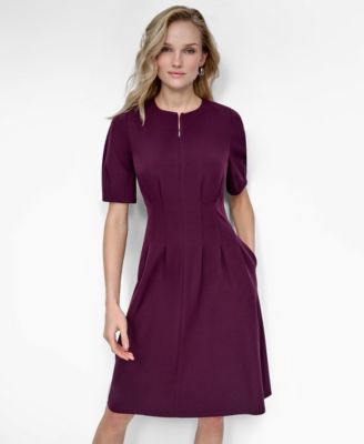 Women's Short Sleeve Crew Neck Fit & Flare Dress