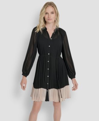 Women's Long Sleeve Collared Shift Dress