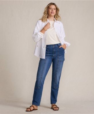 Women's Soft Denim High Rise Rail Straight Leg Utility Jeans