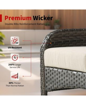 4 Pieces Patio Fruniture Set,Outdoor Wicker Sofa with Outdoor Wicker Sofa with Chairs,Coffee Table,High Back Loveseat with Thickened Cushion