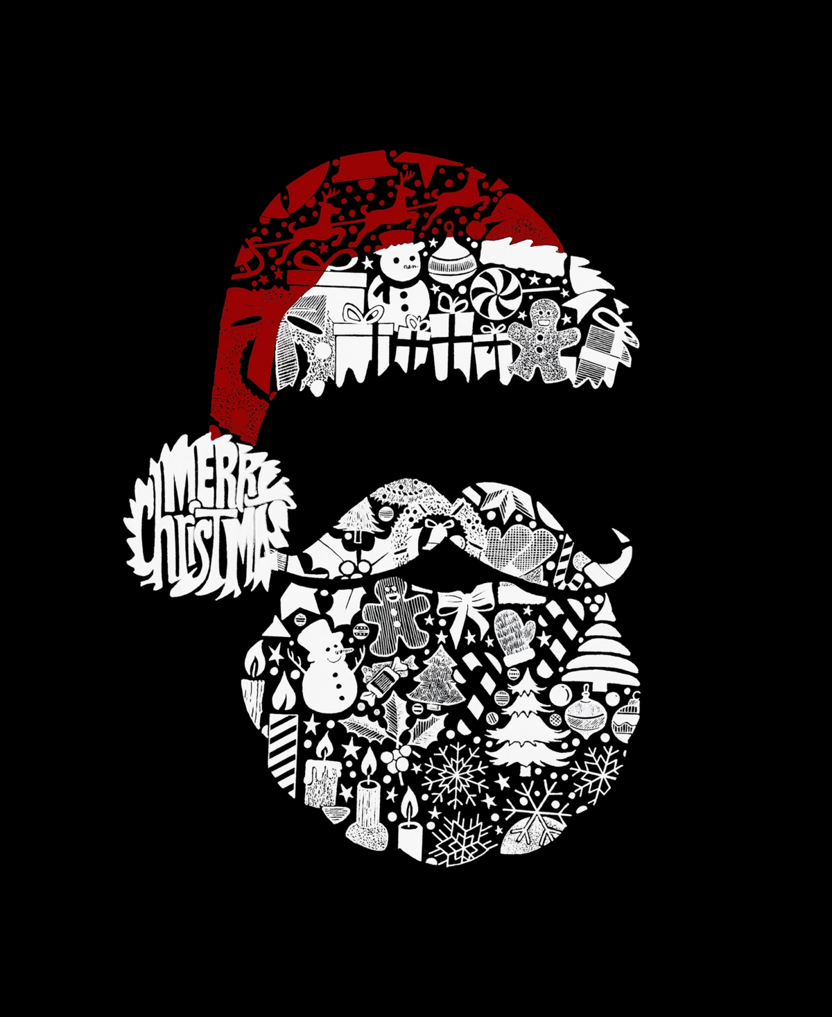 La Pop Art Plus Size Have Yourself A Merry Little Christmas Word Art V-neck T-shirt In Black