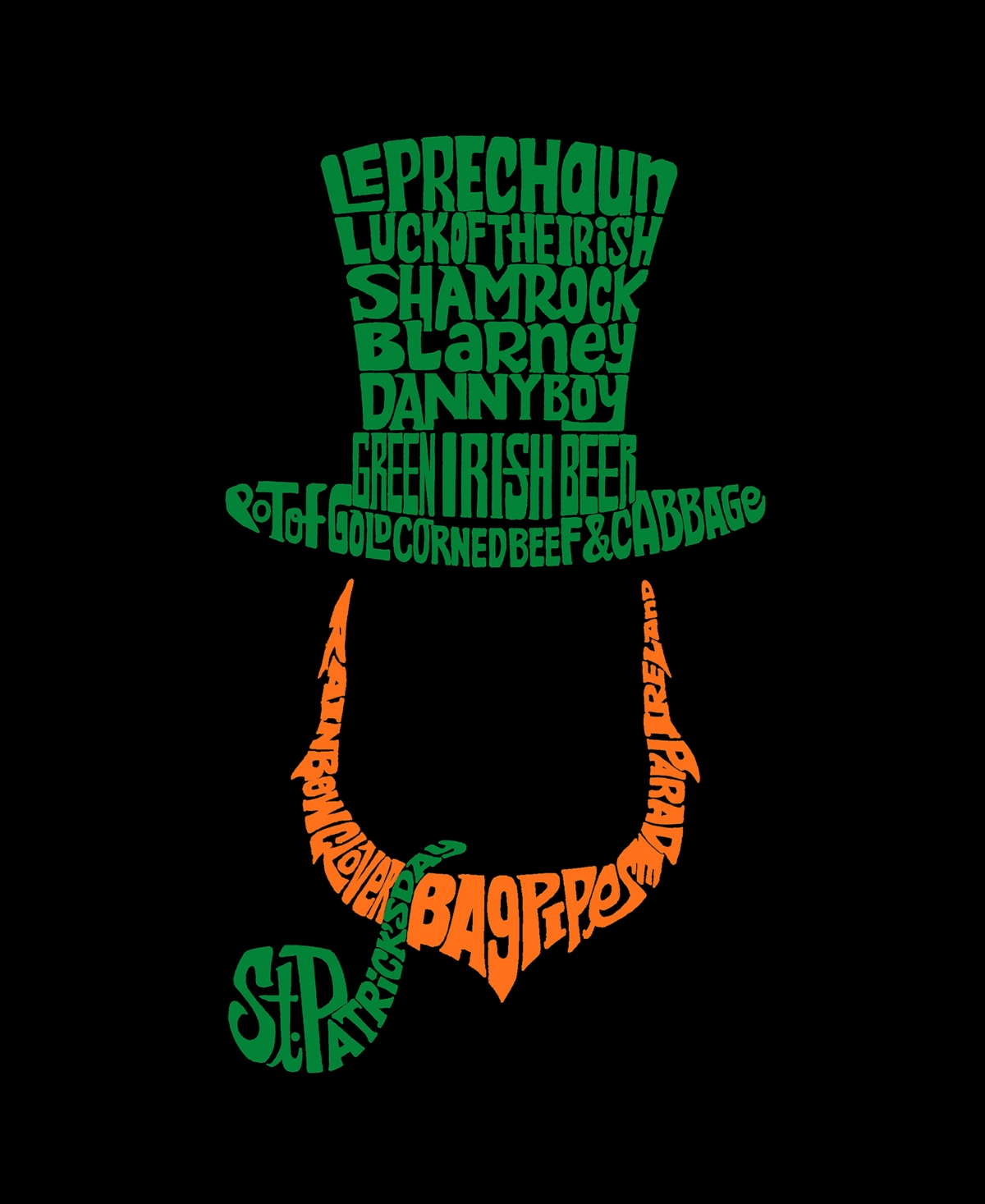 La Pop Art Plus Size Leprechaun Word Art V-neck T-shirt In Black