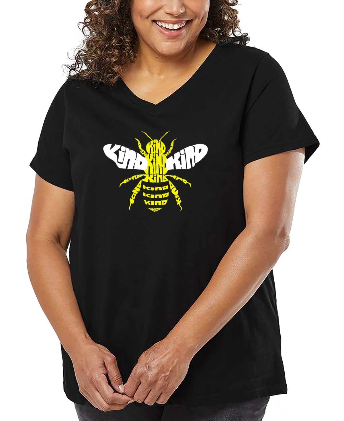 La Pop Art Plus Size Have Yourself A Merry Little Christmas Word Art V-neck T-shirt In Black