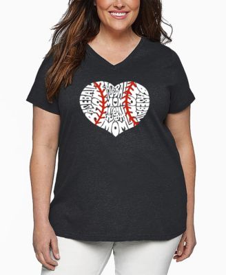 Plus Size Baseball Mom Word Art V-Neck T-Shirt