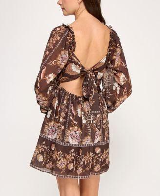 Juniors' Long Sleeve Floral Dress