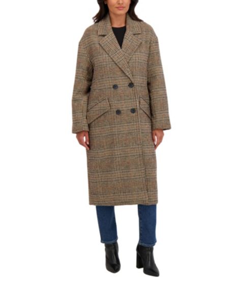 Женские куртки Sebby Collection Women's Long Oversized Double Breasted Faux Wool Coat