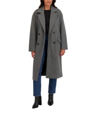 Women's Long Oversized Double Breasted Faux Wool Coat