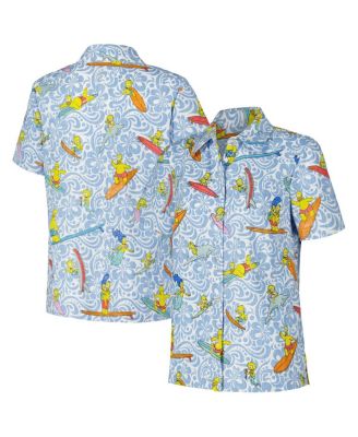 Reyn Spooner - Women's Light Blue The Simpsons Cowabunga Relaxed Button-Up Shirt