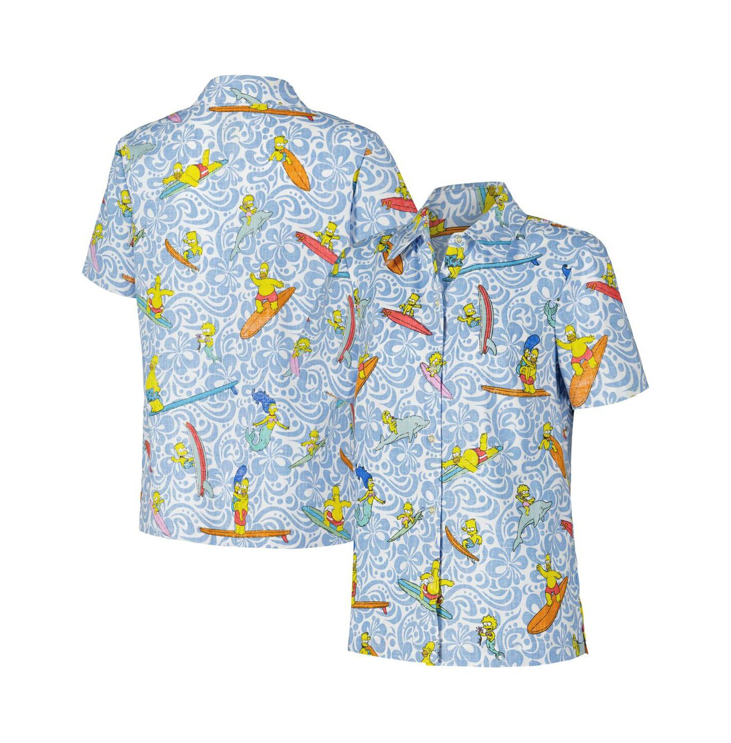Женская рубашка Reyn Spooner Light Blue The Simpsons Cowabunga Relaxed Button-Up — фото 1