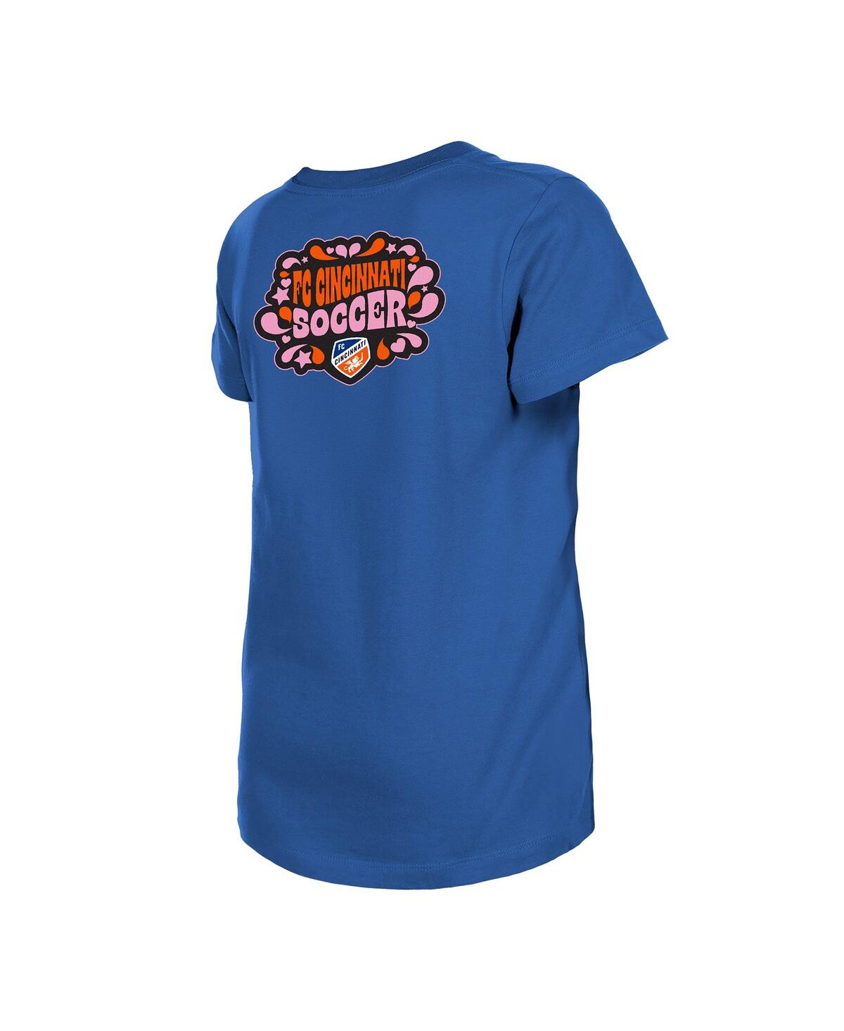 New Era Big Girls Blue Fc Cincinnati Bubble Heart T-shirt In Blue