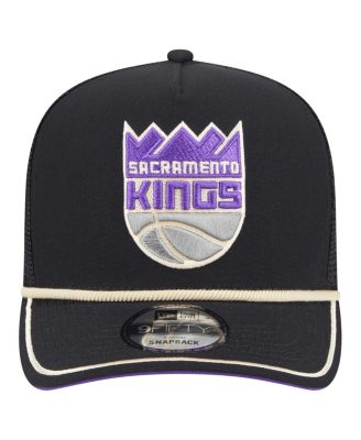 Men's Black Sacramento Kings Vintage Team Rope A-Frame 9FIFTY Snapback Hat