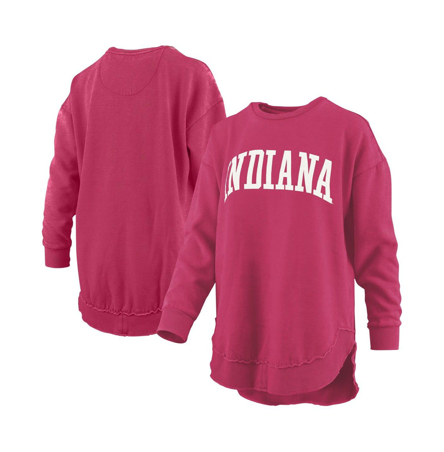 Женская толстовка Pressbox Crimson Indiana Hoosiers Mélange Poncho Vintage Fleece Long Sleeve Pullover — фото 1