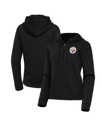 Antigua - Women's Black Pittsburgh Steelers Contemporary Quarter-Zip Hoodie