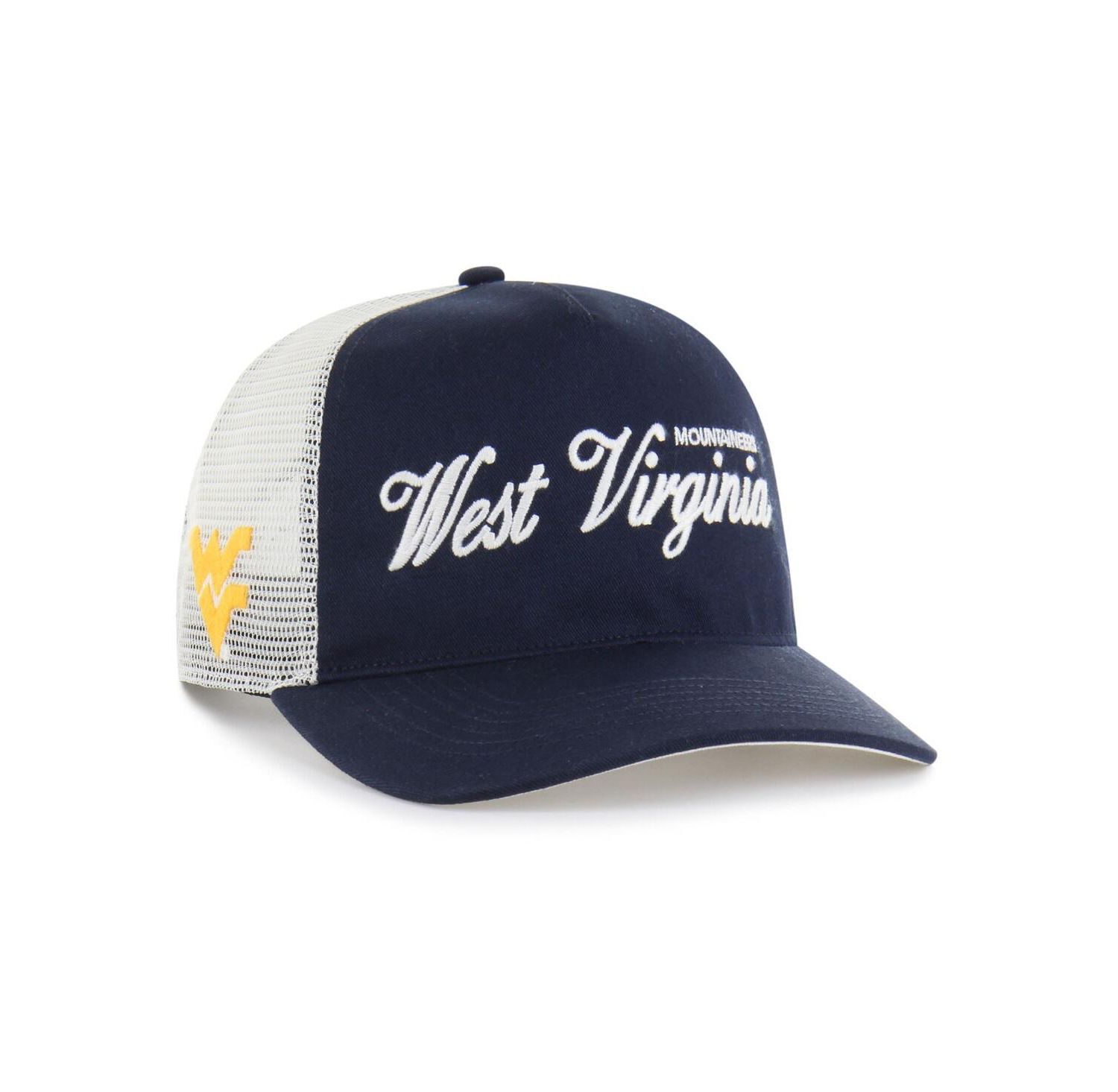 Men's and Women's Navy West Virginia Mountaineers Contemporary Basics Foundation Trucker Hitch Adjustable Hat