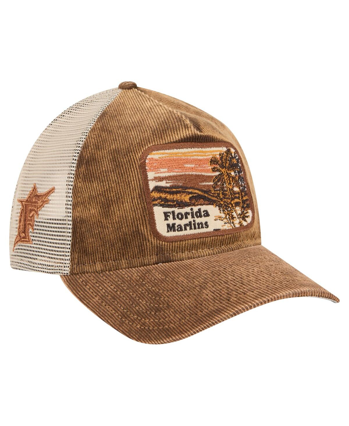 Men's Dark Brown Florida Marlins Vintage Landscape 9TWENTY A-Frame Adjustable Trucker Hat - Dark Brown