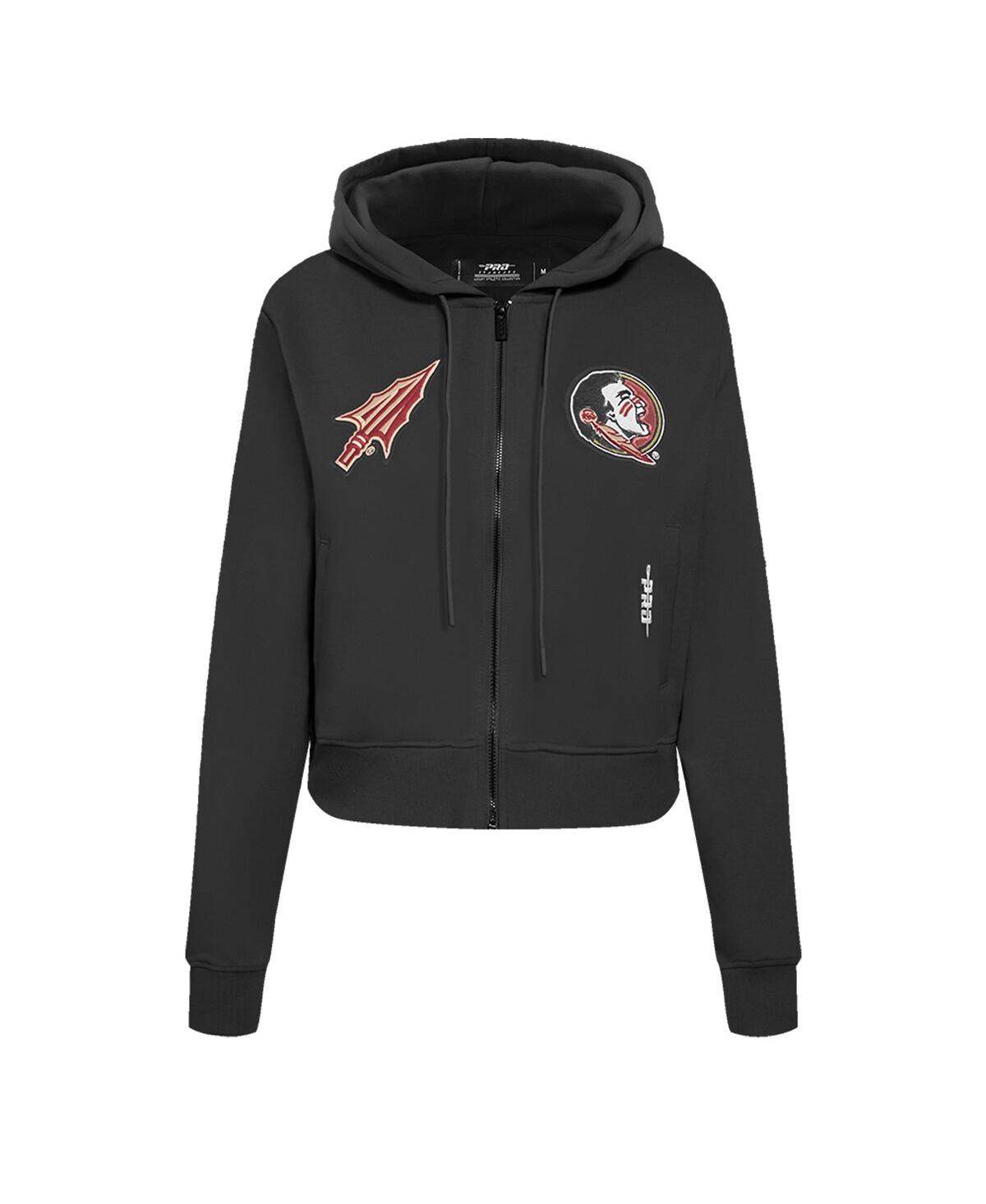Pro Standard Women'sâ Black Florida State Seminoles Game Day Sequin Full-zip Hooded Jacket In Black