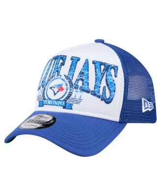 New Era - Men's White/Royal Toronto Blue Jays Distressed 9FORTY A-Frame Adjustable Trucker Hat