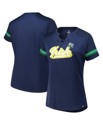 Fanatics - Women's Navy Notre Dame Fighting Irish Plus Size Overtime Readiness Lace-Up T-Shirt